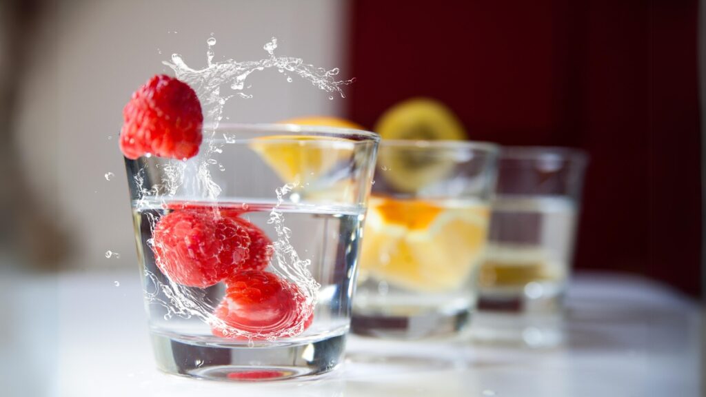 hydration glasses of fruit infused water